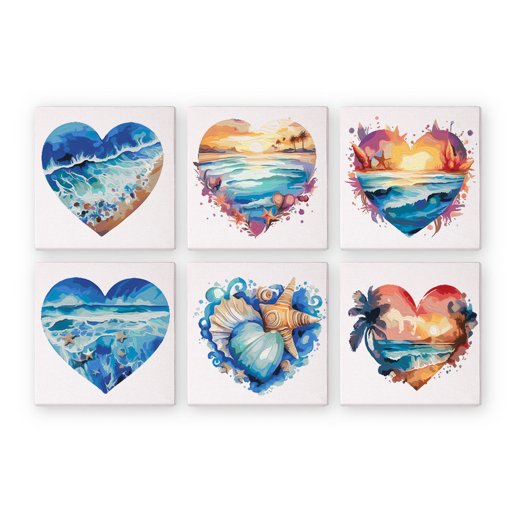 Ocean Hearts 6 Pack Mini Paint by Numbers Kit