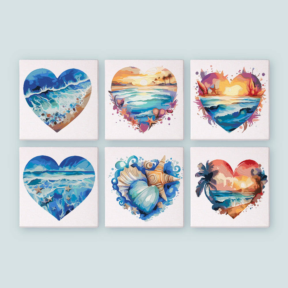 Ocean Hearts 6 Pack Mini Paint by Numbers Kit