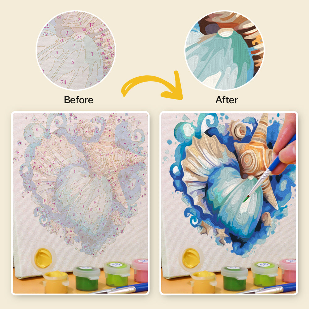 Ocean Hearts 6 Pack Mini Paint by Numbers Kit