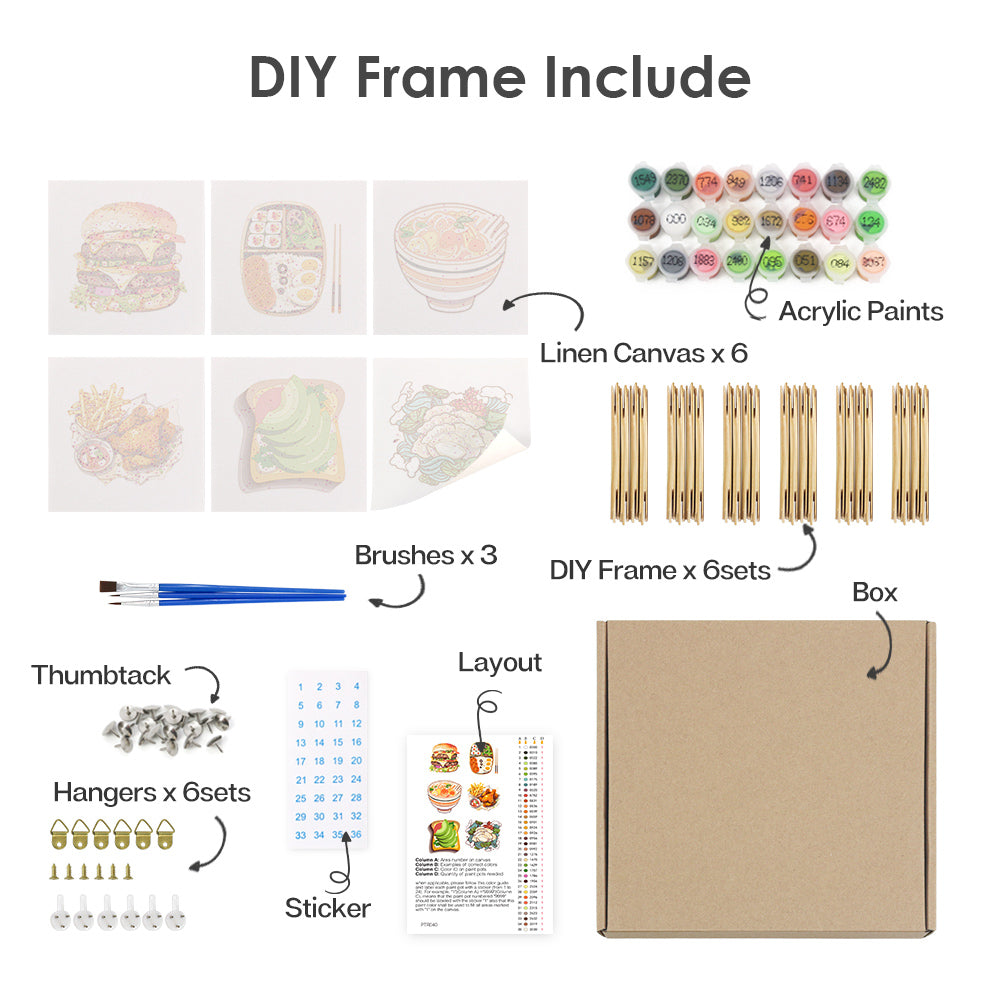Tasty Bites 6 Pack Mini Paint by Numbers Kit