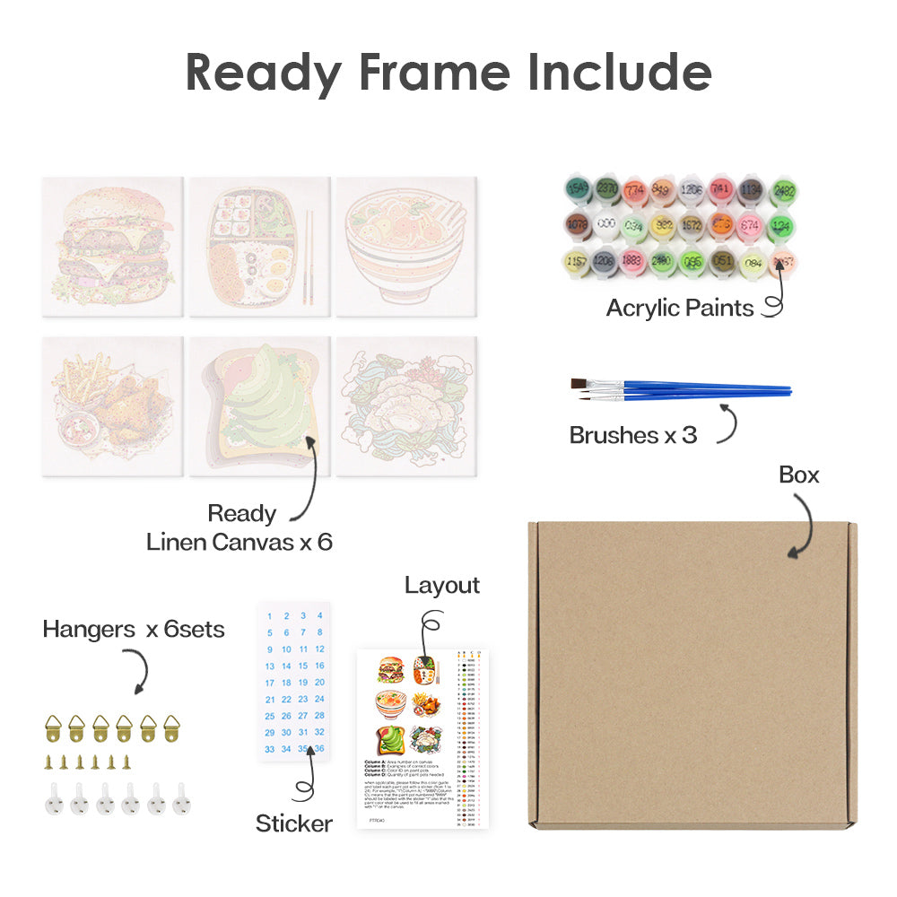 Tasty Bites 6 Pack Mini Paint by Numbers Kit