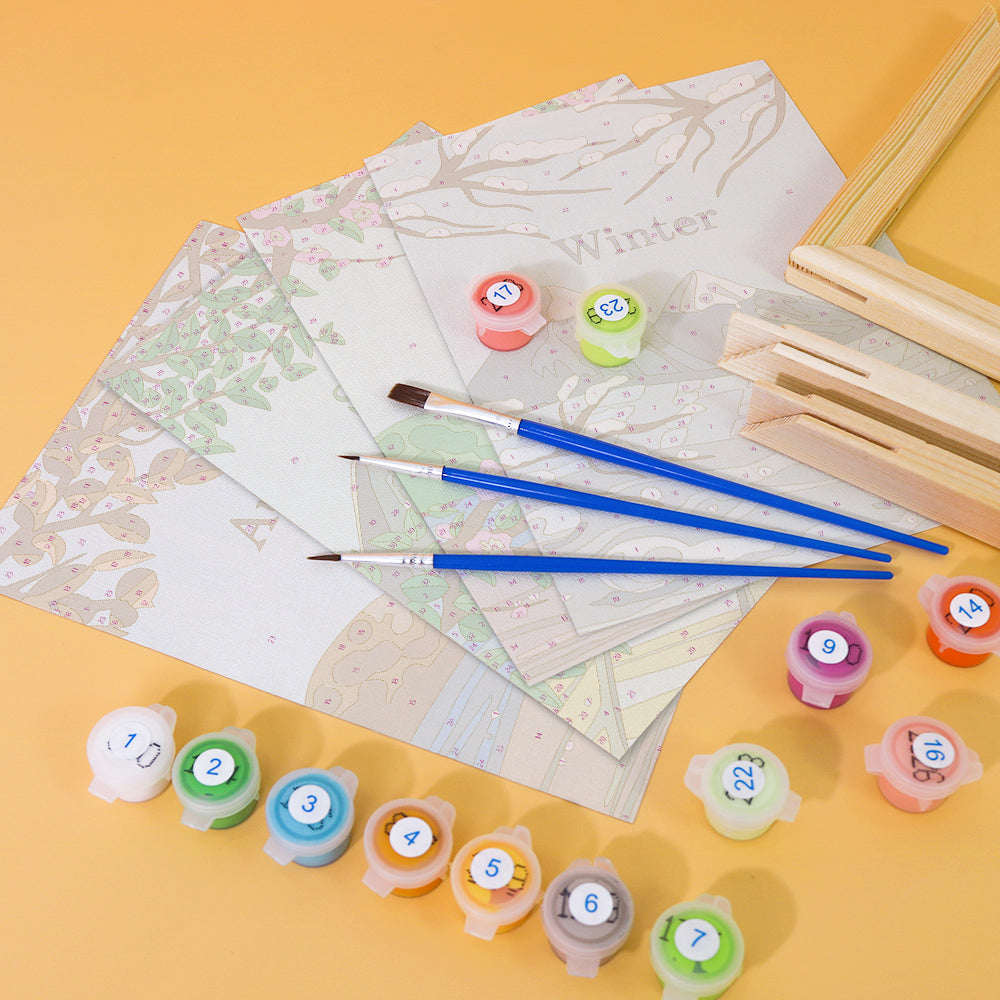 Four Seasons Landscape 4 Pack Mini Paint by Numbers Kit