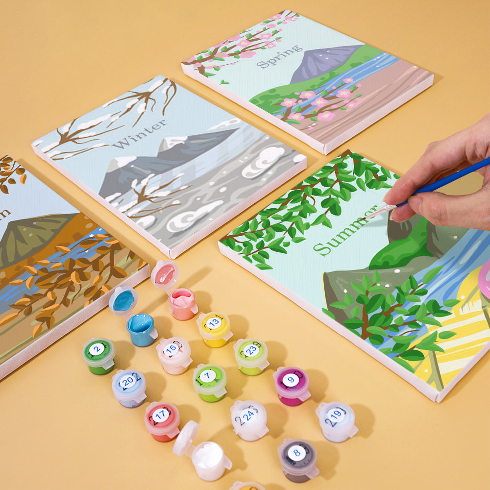 Four Seasons Landscape 4 Pack Mini Paint by Numbers Kit