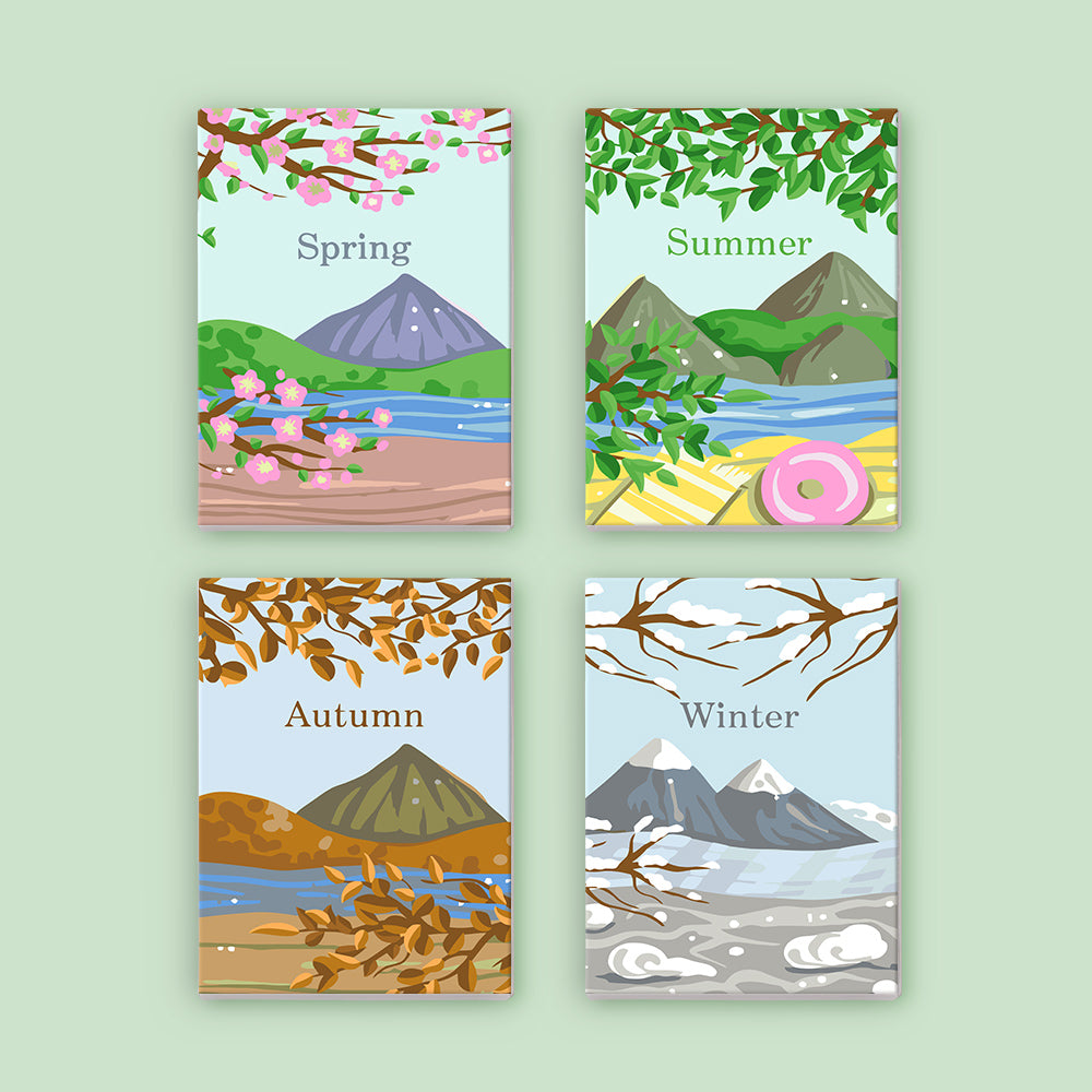 Four Seasons Landscape 4 Pack Mini Paint by Numbers Kit
