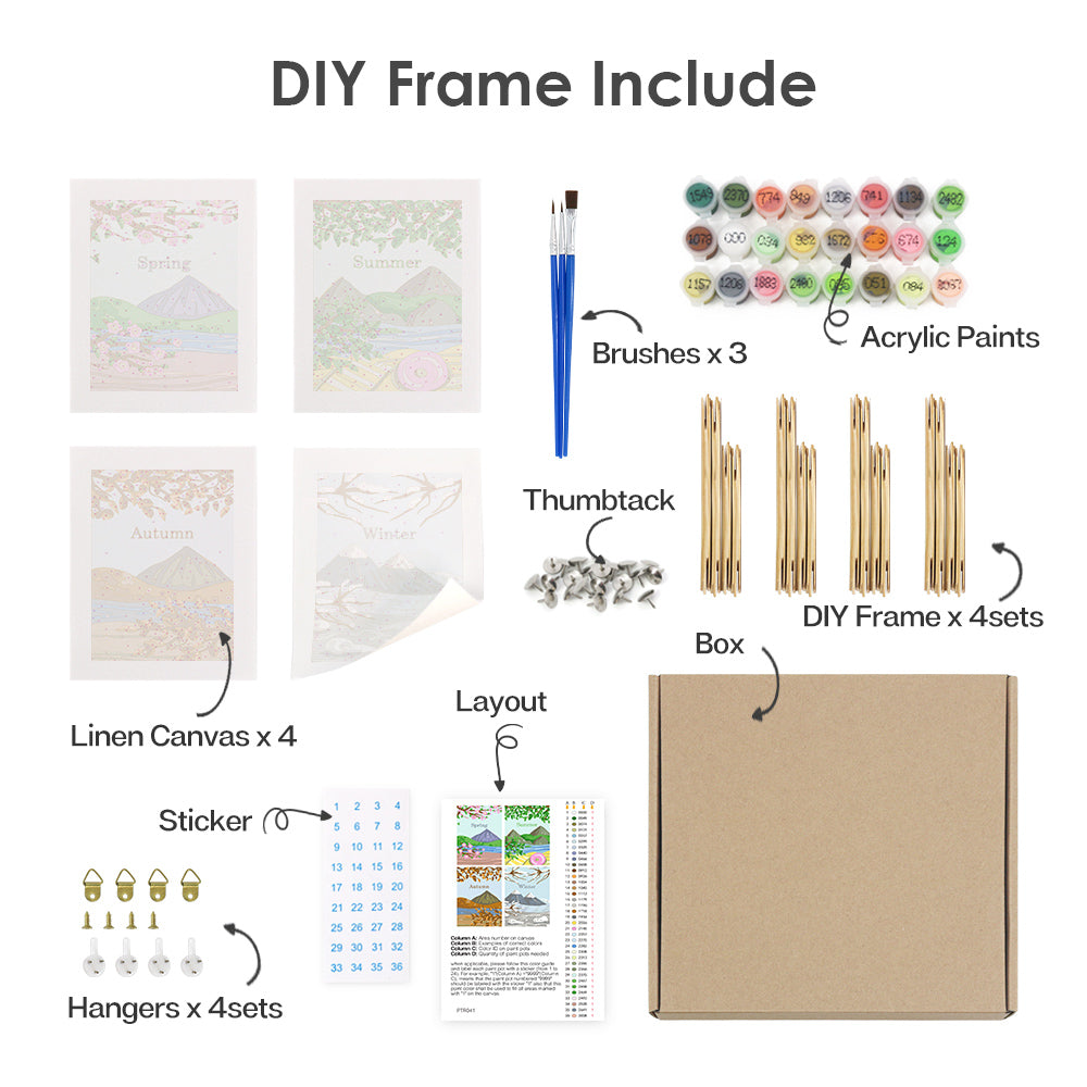 Four Seasons Landscape 4 Pack Mini Paint by Numbers Kit