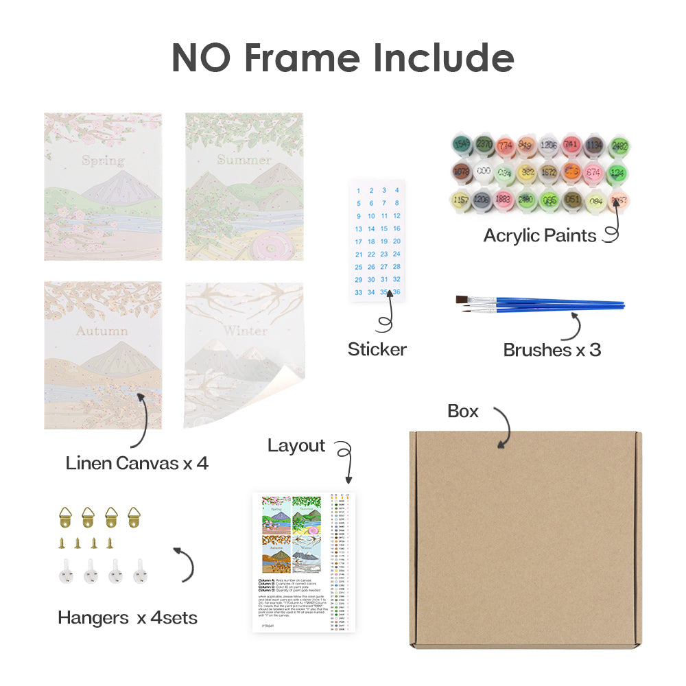 Four Seasons Landscape 4 Pack Mini Paint by Numbers Kit