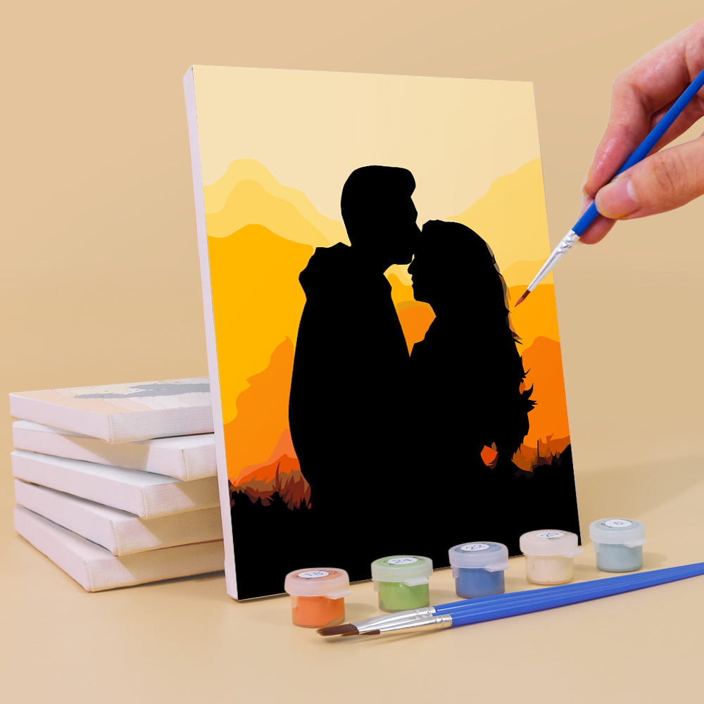 Romantic Sunset Couple 6 Pack Mini Paint by Numbers Kit