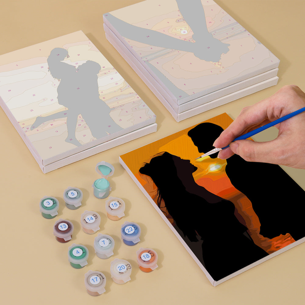 Romantic Sunset Couple 6 Pack Mini Paint by Numbers Kit