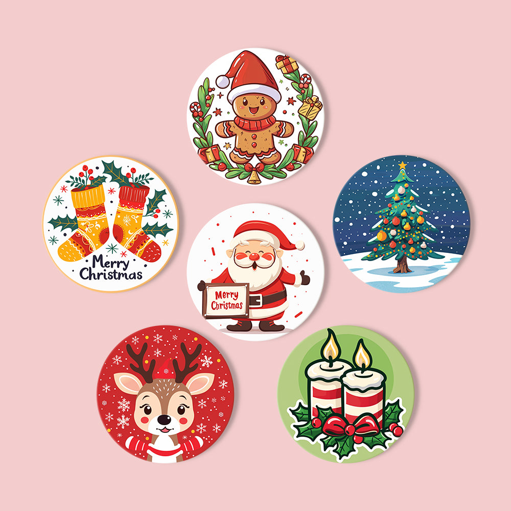 6 Piece Christmas Coaster Set V6