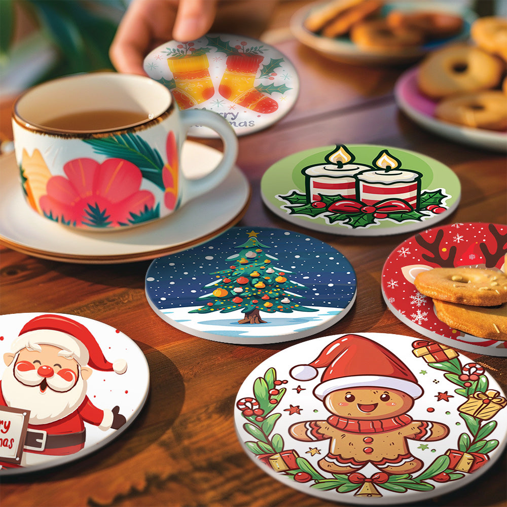 6 Piece Christmas Coaster Set V6