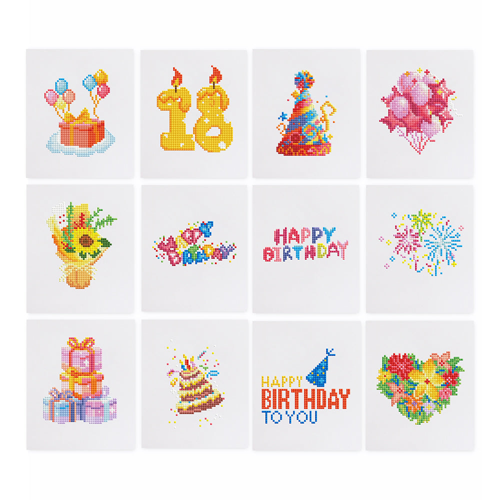 12 Assorted Happy Birthday Diamond Paintings