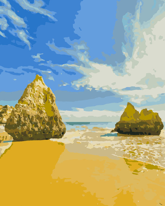 Beautiful shot of the beach in Algarve Portugal