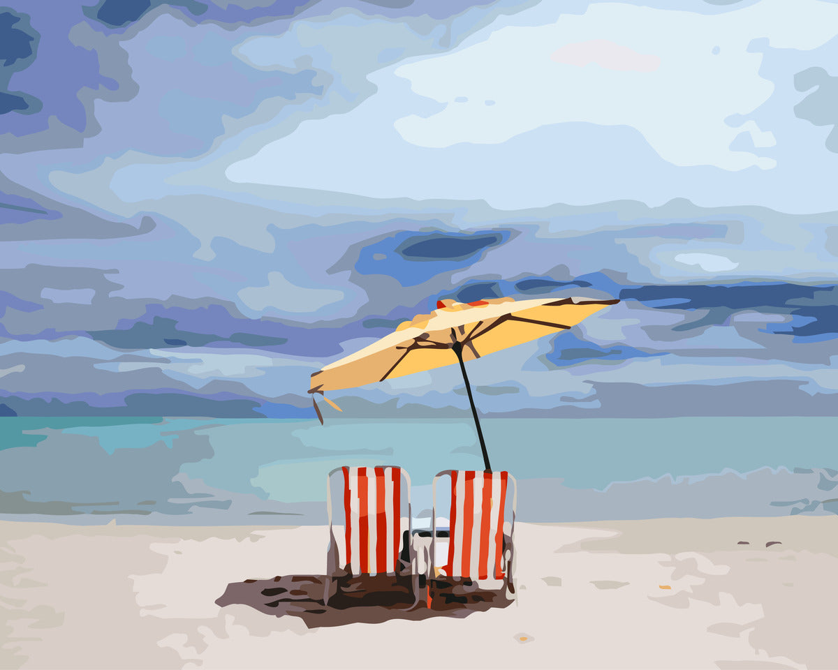 Beach Deck Chair and Umbrella