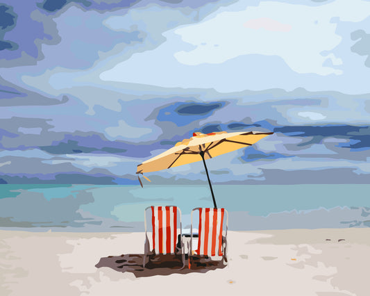 Beach Deck Chair and Umbrella