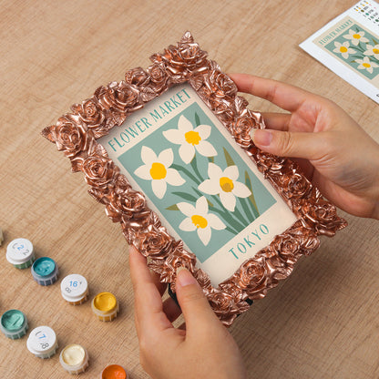 Tokyo Flower Market framed mini paint by numbers featuring elegant floral design inspired by Japanese aesthetics