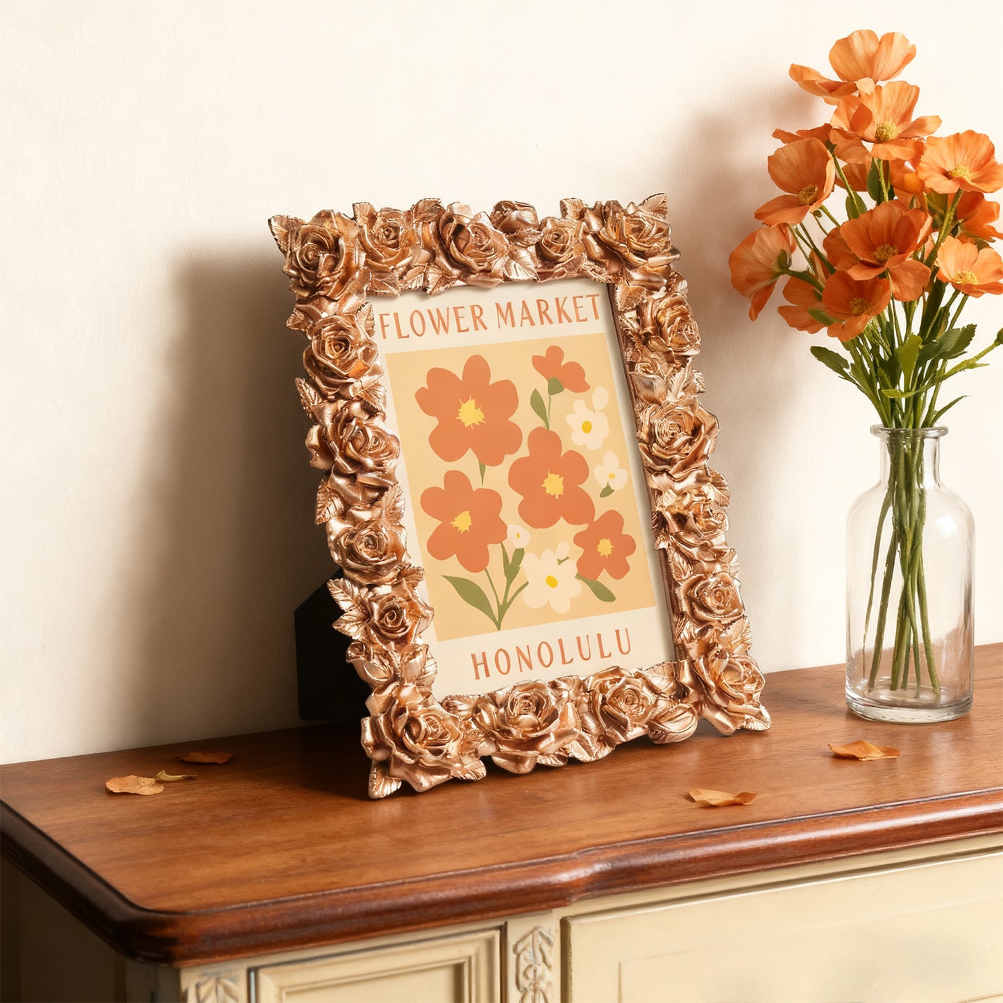 Honolulu Flower Market framed mini paint by numbers featuring tropical flowers in a colorful island-inspired design
