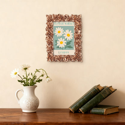 Lisbon Flower Market framed mini paint by numbers showing colorful flowers inspired by Portuguese market scenes