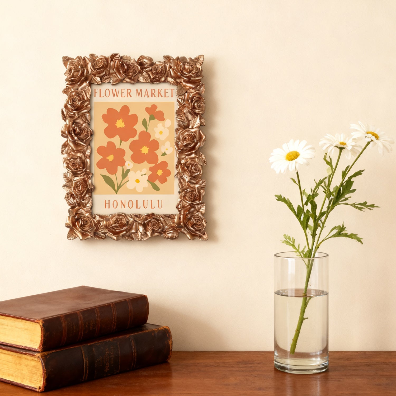 Honolulu Flower Market framed mini paint by numbers featuring tropical flowers in a colorful island-inspired design