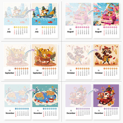 12-Month Calendar Set w/Animal Theme