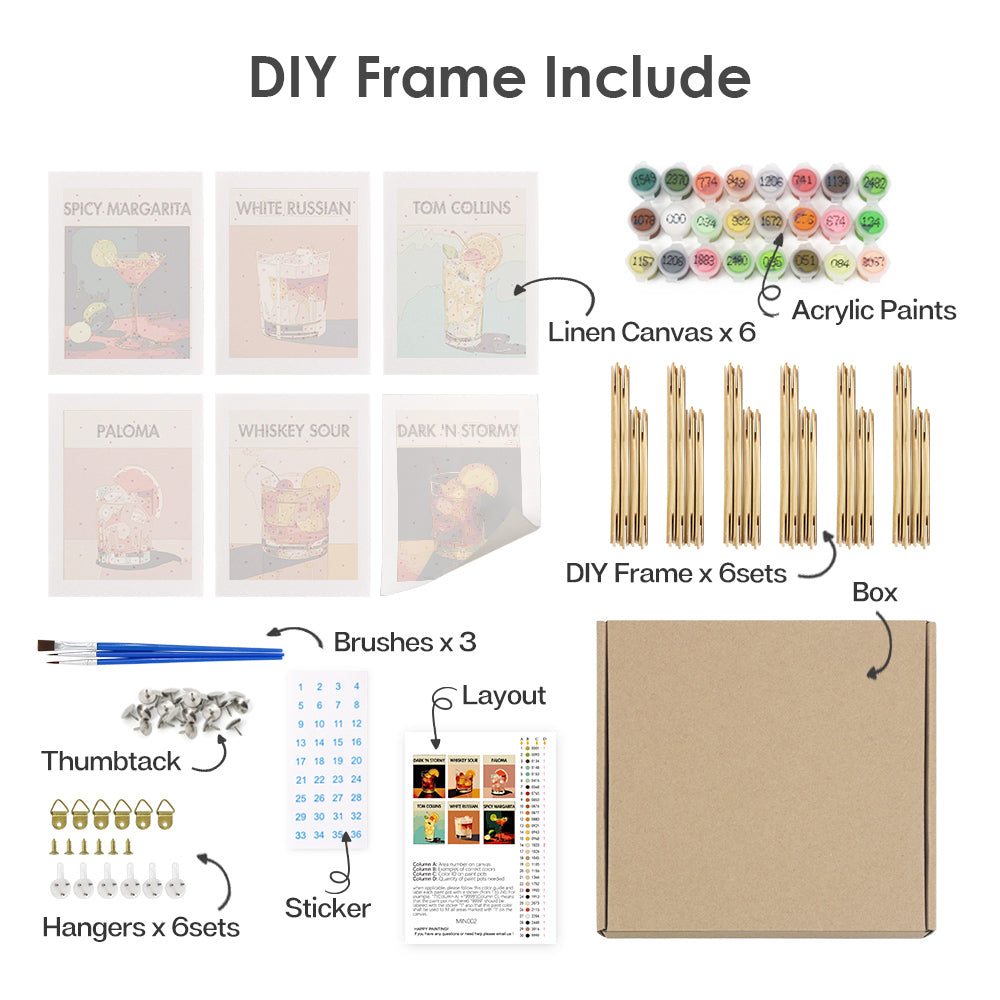 Spirited Strokes 6 Pack Mini Paint by Numbers Kit