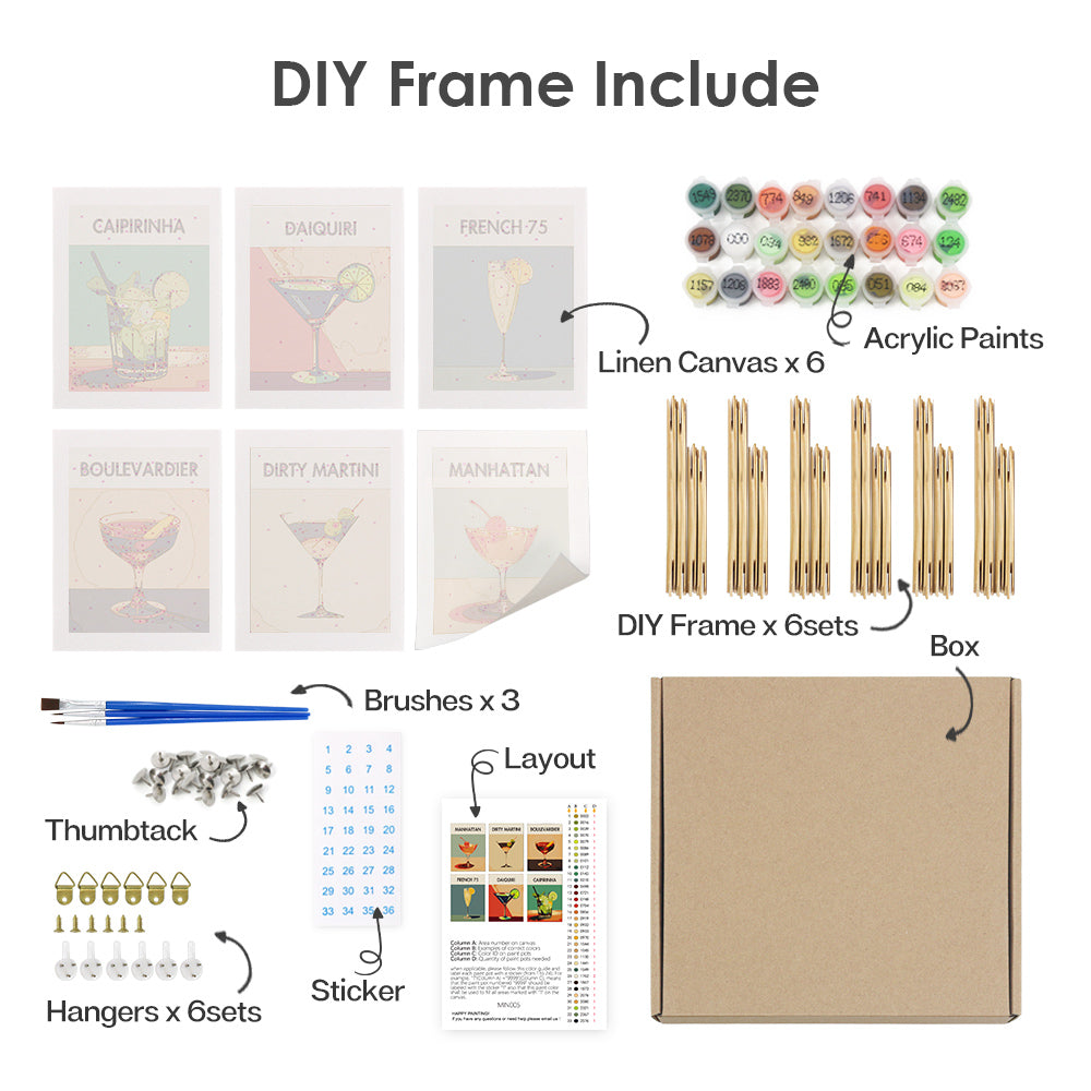 Elegant Elixirs 6 Pack Mini Paint by Numbers Kit