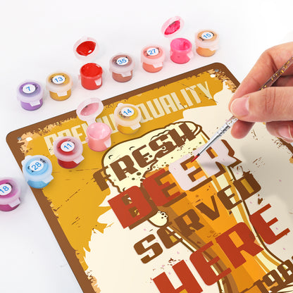 Fresh Beer Served Here – Vintage Paint by Numbers