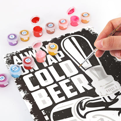 Cold Beer on Tap (Black & White) – Vintage Paint by Numbers