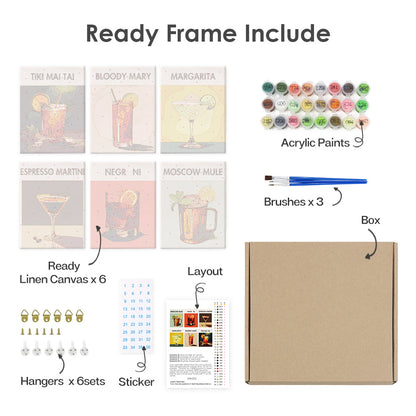 Liquid Icons 6 Pack Mini Paint by Numbers Kit