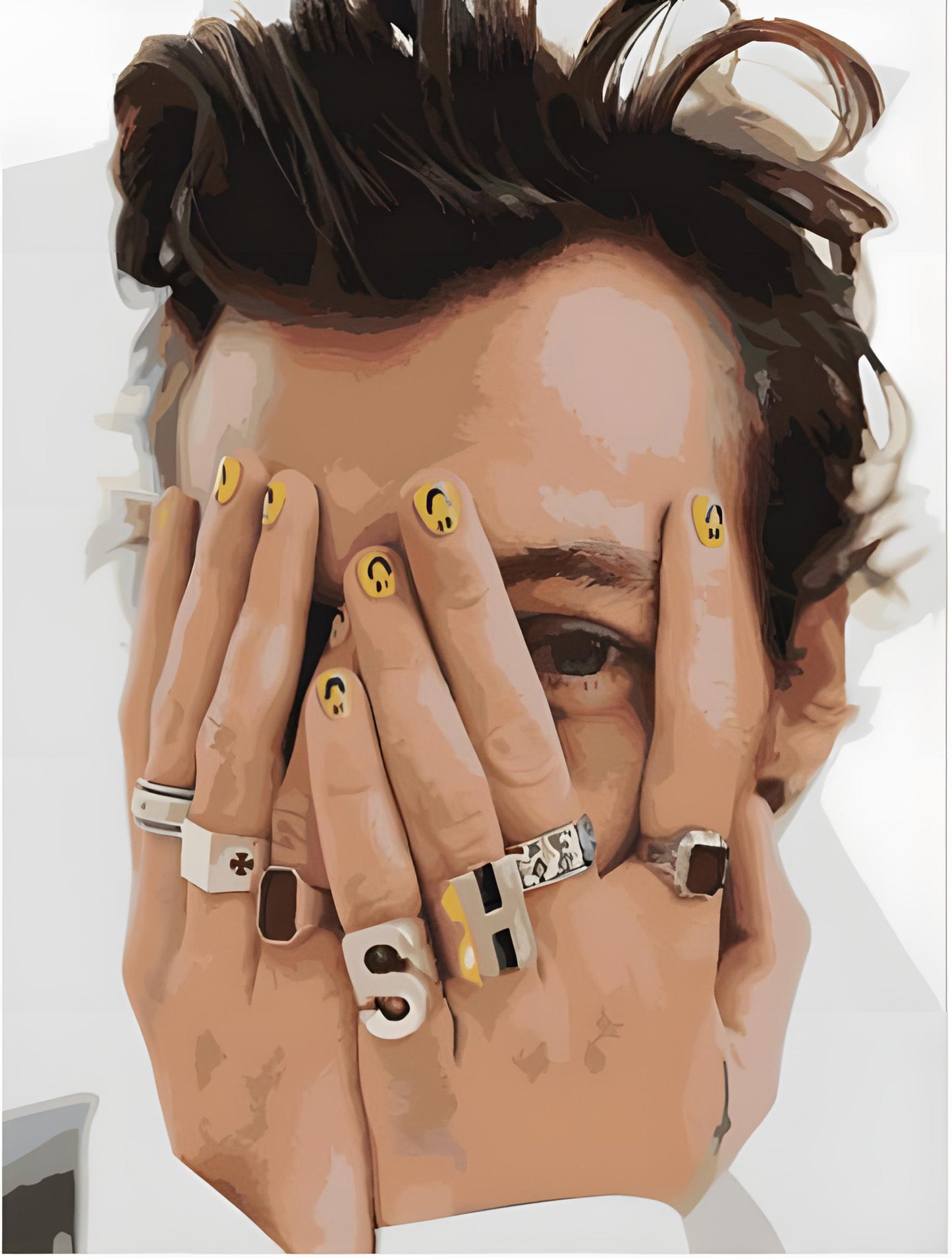 Harry Styles Smiley Nails