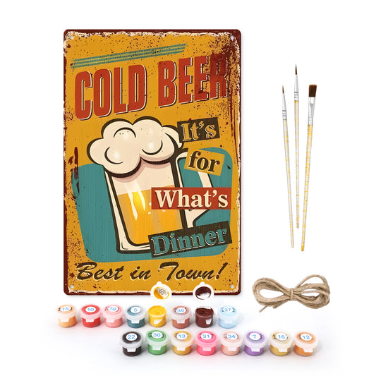 Cold Beer for Dinner – Vintage Paint by Numbers