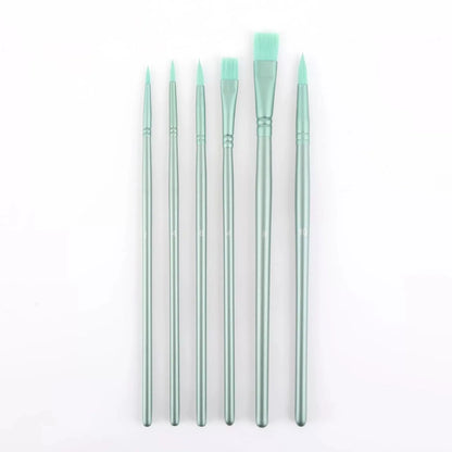 6 pcs/set Green/Pink Paint Brushes