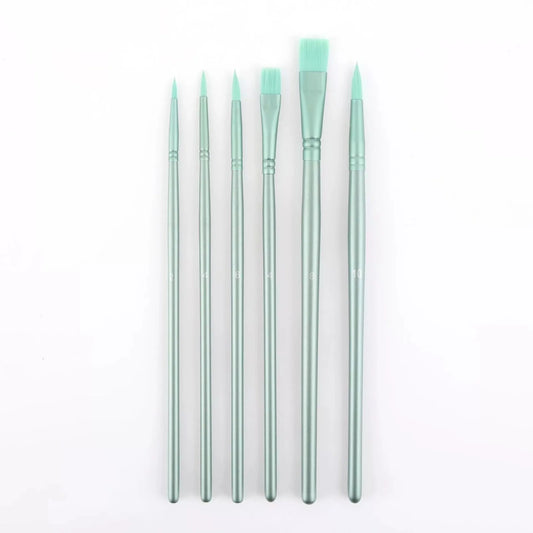 6 pcs/set Green/Pink Paint Brushes