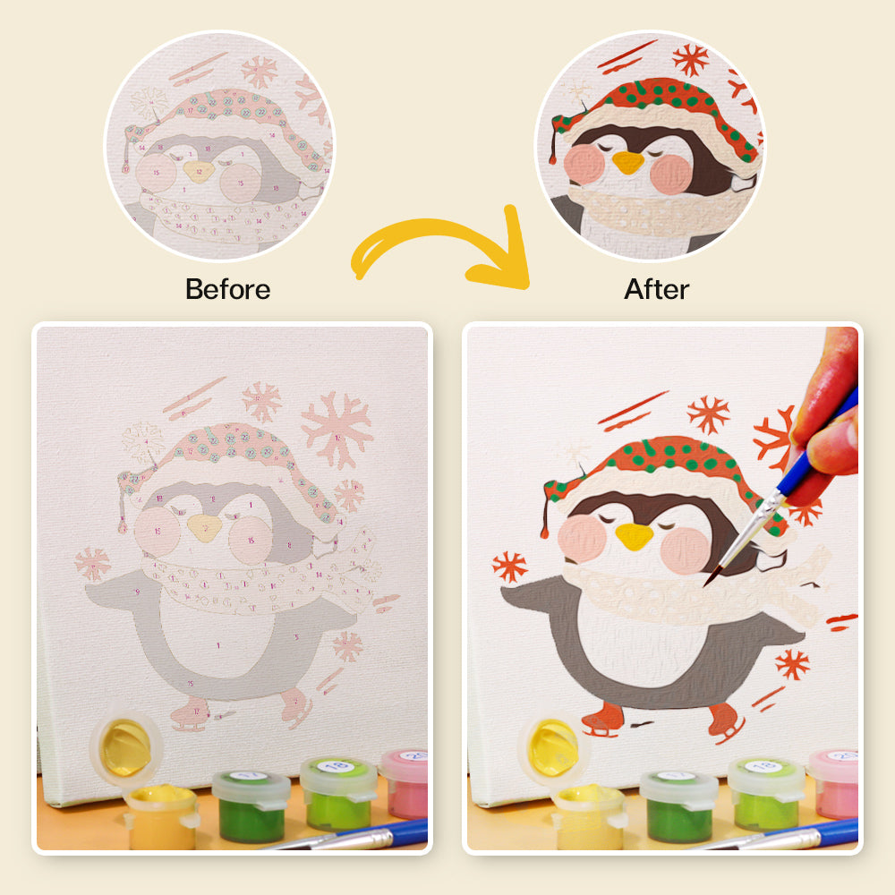 Cute Holiday Penguin 6 Pack Mini Paint by Numbers Kit