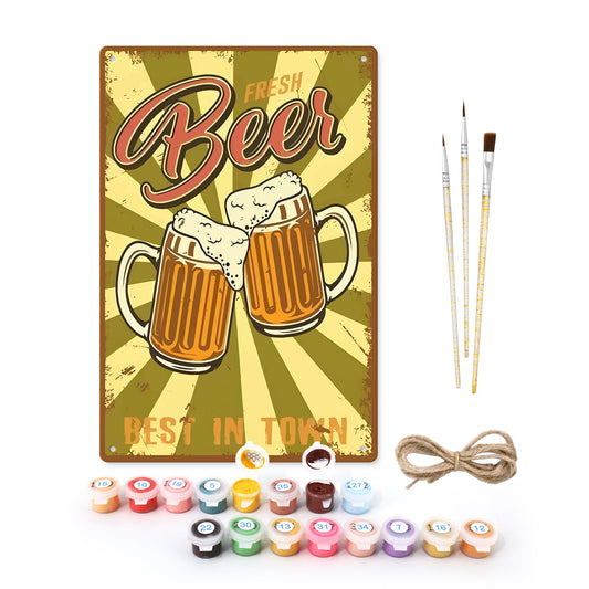 Fresh Beer Mugs – Vintage Paint by Numbers
