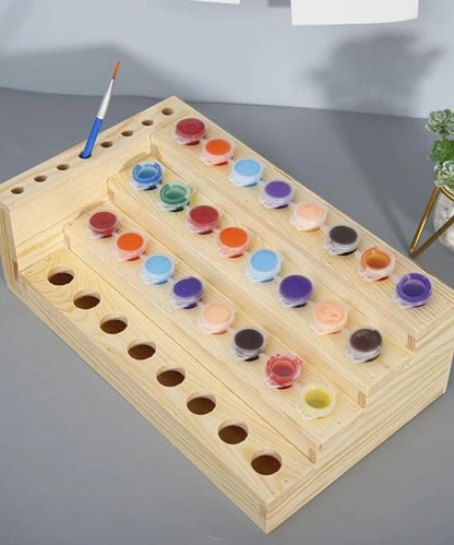 Wooden Paint Organizer & Paint Brush Holder