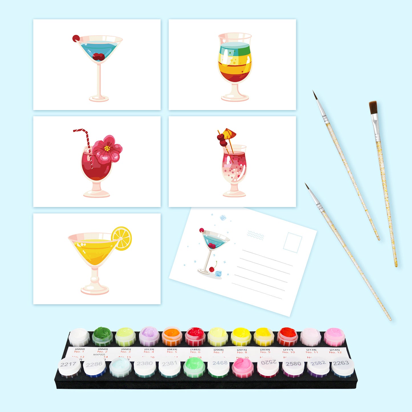 Cocktail Postcard Paint Kit