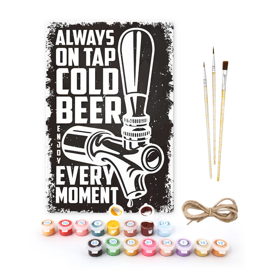 Cold Beer on Tap (Black & White) – Vintage Paint by Numbers