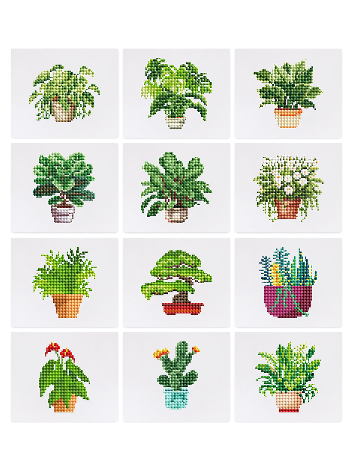 12 Assorted Potted Plant Diamond Paintings - Set 2