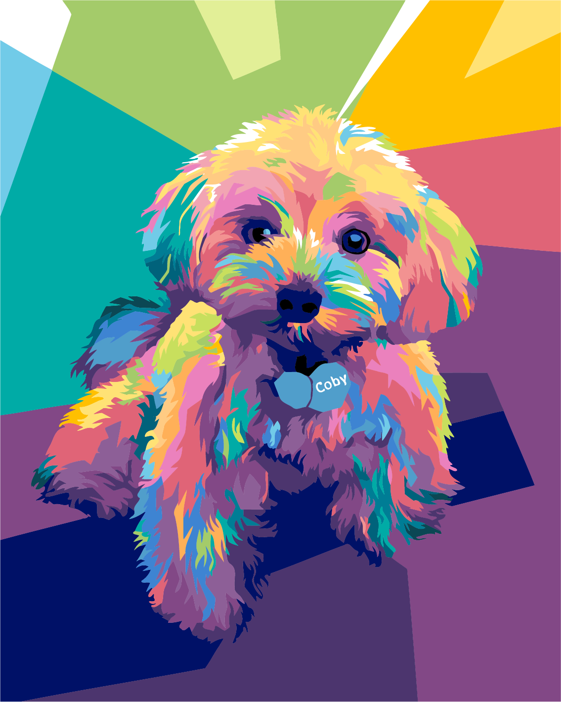 Illustration Colorful Dog Head With Pop Art Style