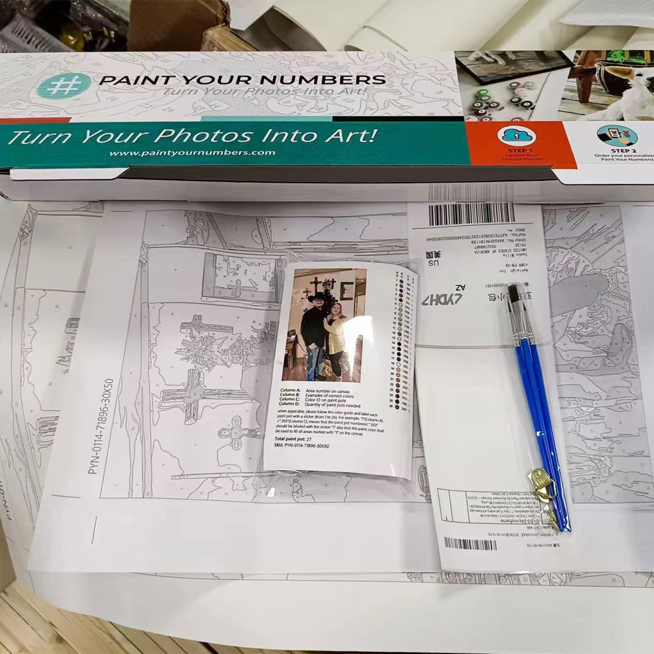 Custom Paint By Numbers Kit Upload Your Photo Brush Set Included