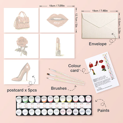 Red Glam Postcard Paint Kit