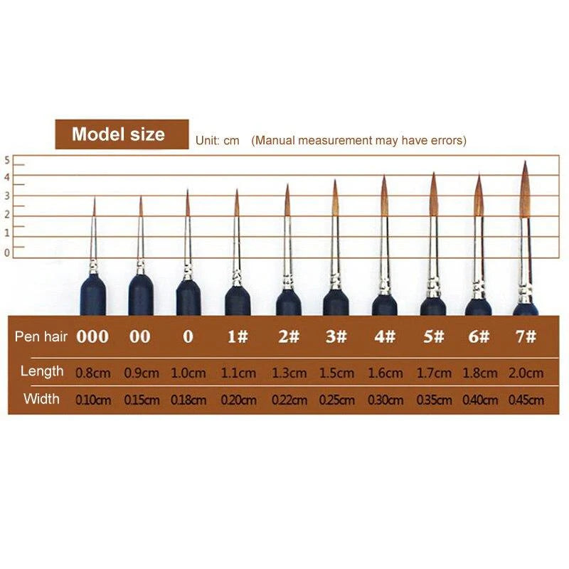 10 pcs/set Black Round Head Brush Pen