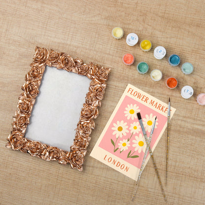 London Flower Market framed mini paint by numbers showing cheerful daisies and classic city poster artwork