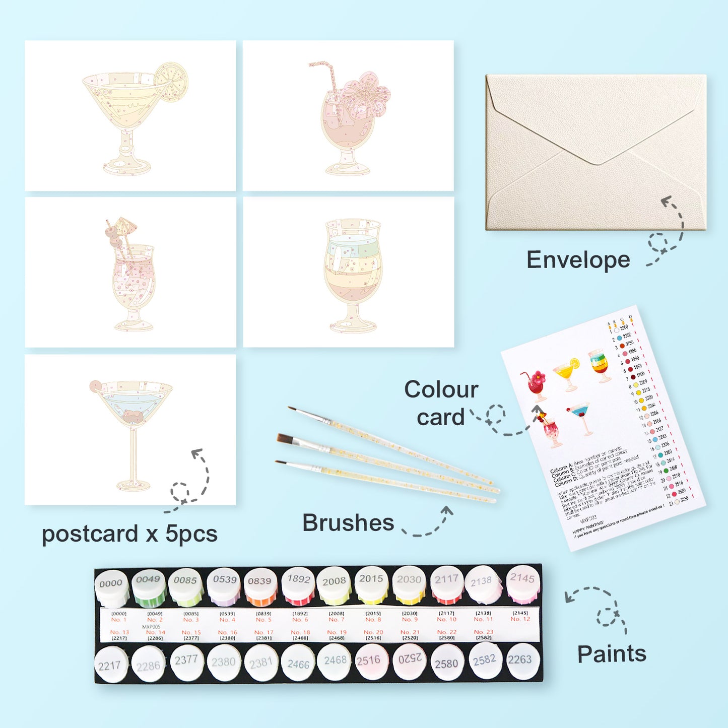 Cocktail Postcard Paint Kit