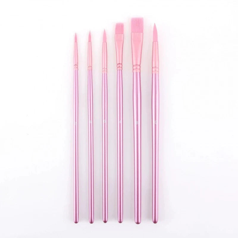 6 pcs/set Green/Pink Paint Brushes