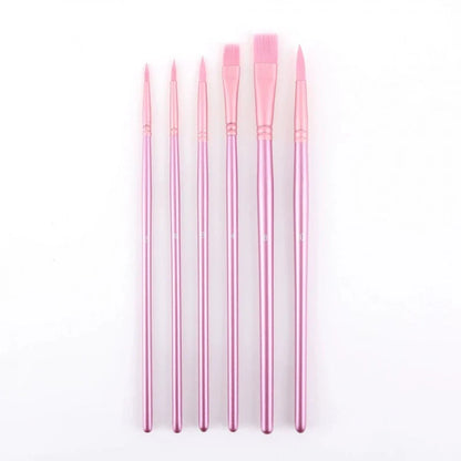 6 pcs/set Green/Pink Paint Brushes