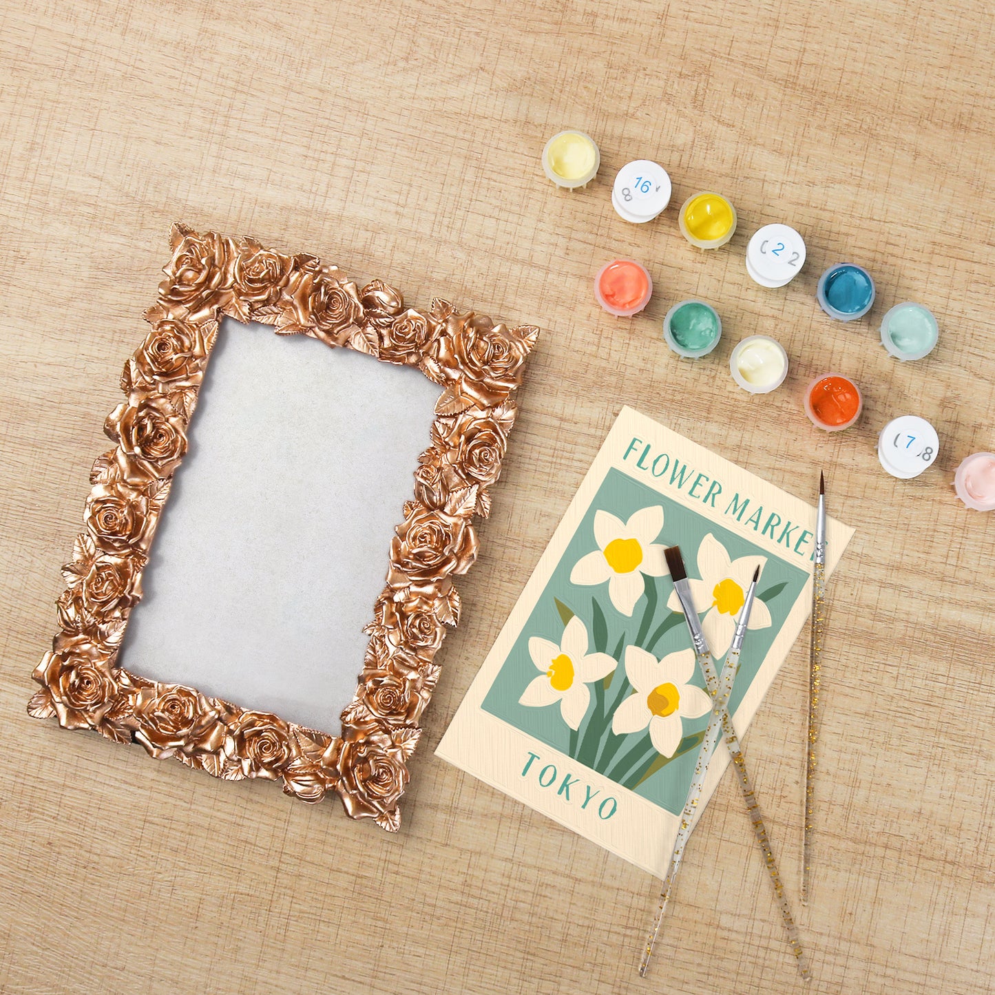 Tokyo Flower Market framed mini paint by numbers featuring elegant floral design inspired by Japanese aesthetics