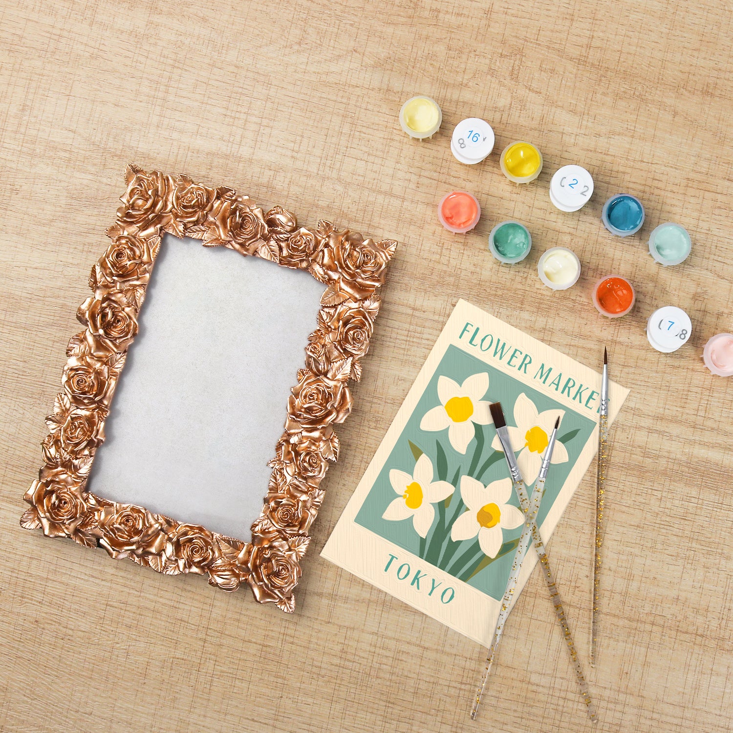 Tokyo Flower Market framed mini paint by numbers featuring elegant floral design inspired by Japanese aesthetics