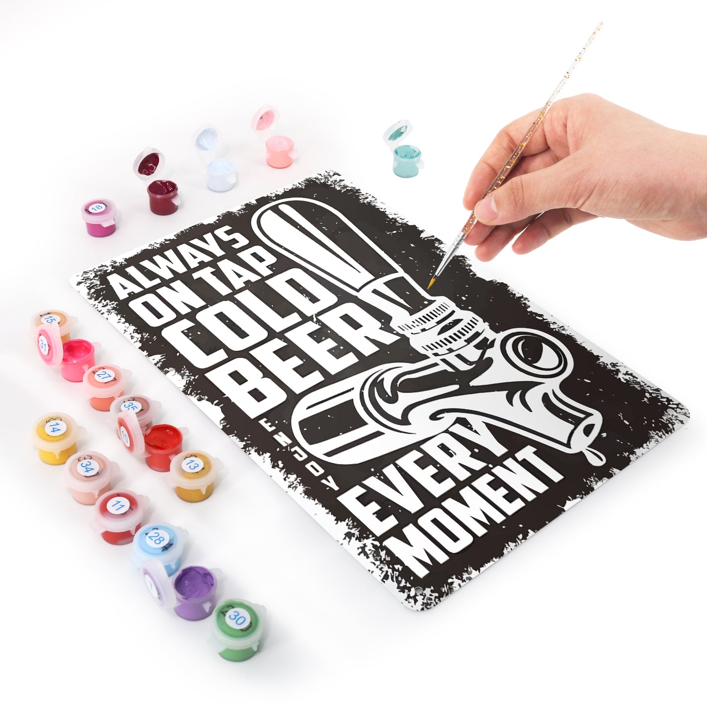 Cold Beer on Tap (Black & White) – Vintage Paint by Numbers
