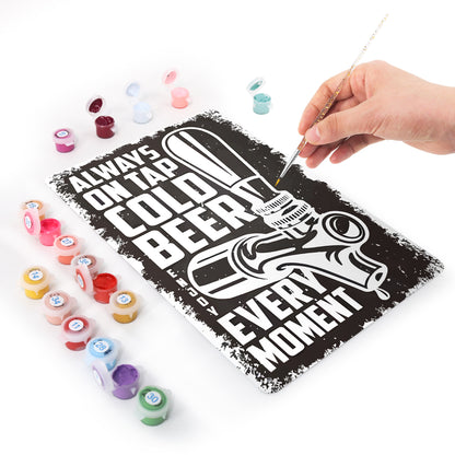 Cold Beer on Tap (Black & White) – Vintage Paint by Numbers